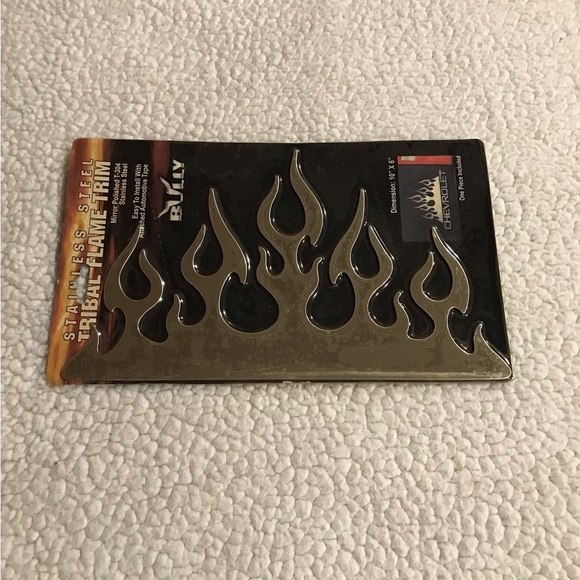 Bully Stick-on Tribal Flame Trim Stainless Steel Decal Mirror Polished T-304 Fla - Picture 2 of 16